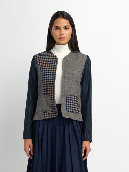 Plaid Boxy Jacket - Blue Plaid