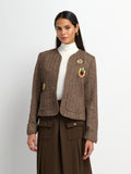 Plaid Boxy Jacket - Brown Plaid