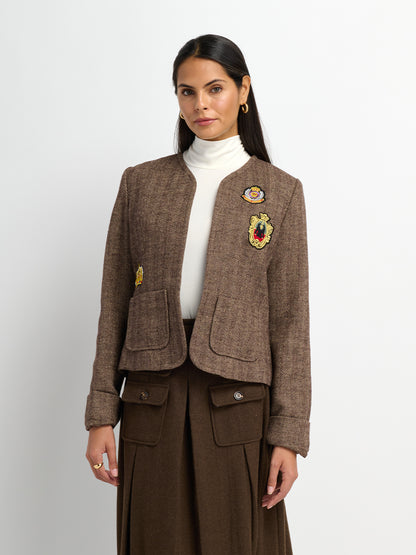 Plaid Boxy Jacket - Brown Plaid