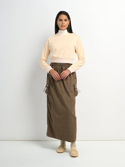 Maxi Cargo Skirt - Brown Plaid