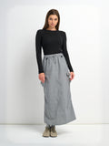 Maxi Cargo Skirt - Black/White Plaid