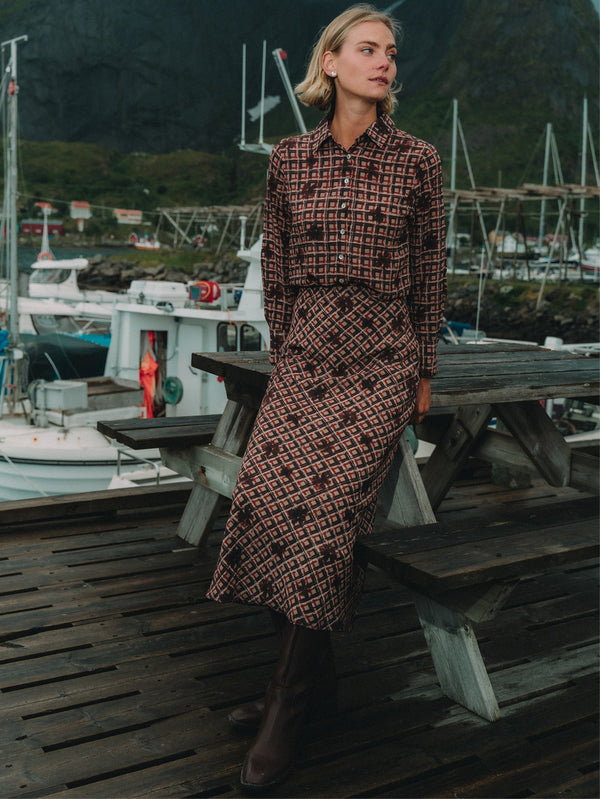 Plaid Slip Skirt - Plaid Floral