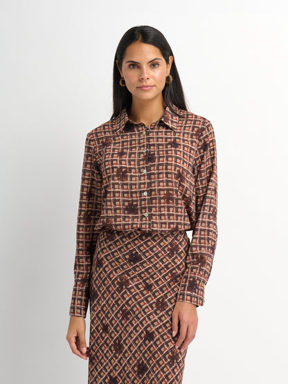 Plaid Blouse - Plaid Floral