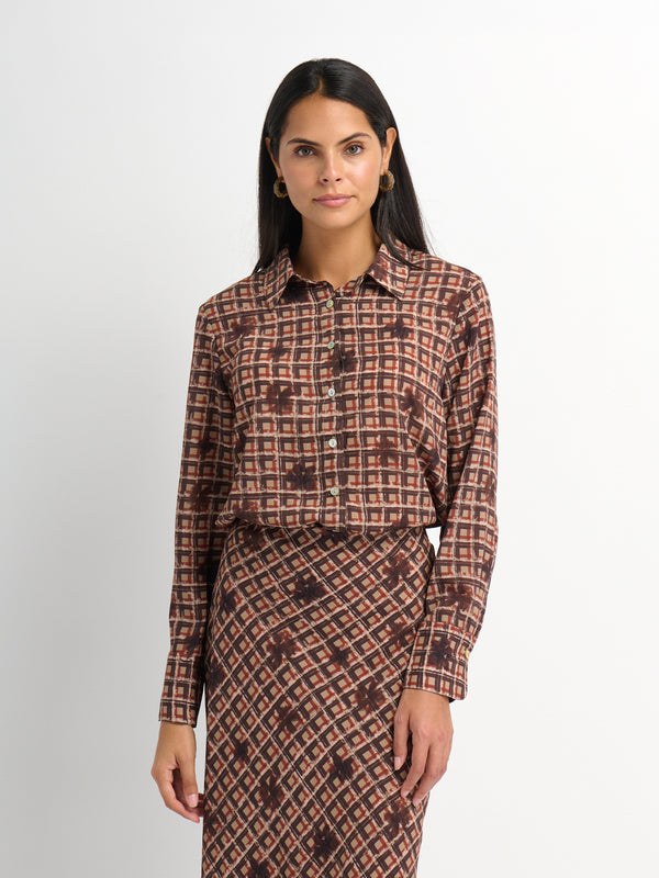 Plaid Blouse - Plaid Floral