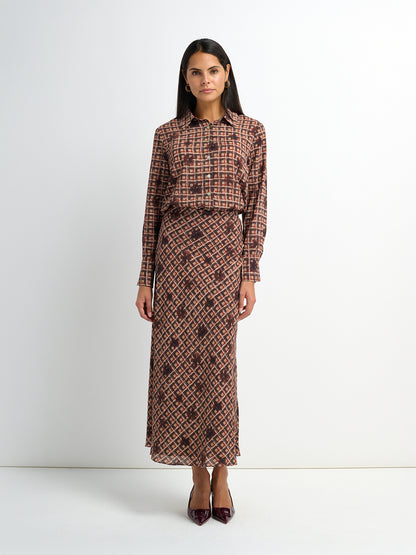 Plaid Slip Skirt - Plaid Floral