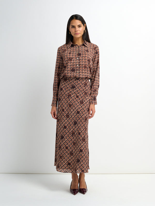 Plaid Slip Skirt - Plaid Floral