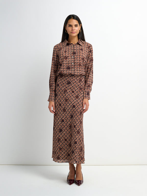 Plaid Slip Skirt - Plaid Floral