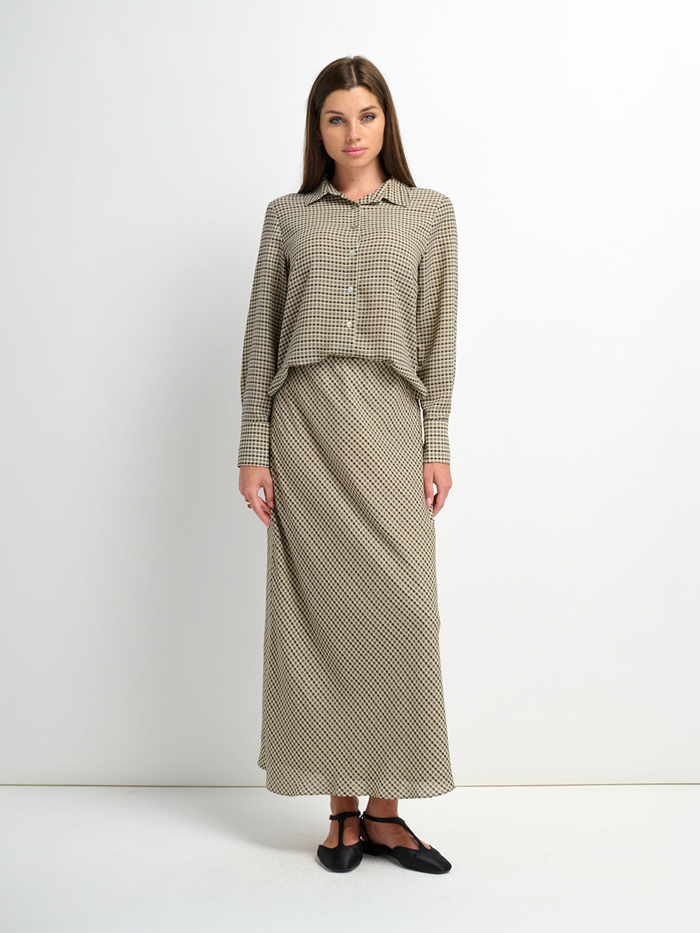 Plaid Slip Skirt - Black Plaid