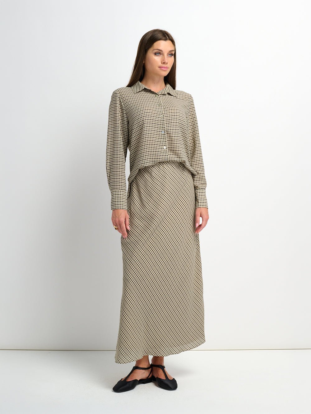 Plaid Slip Skirt - Black Plaid