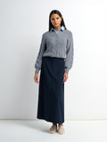 Pleat Back Skirt - Navy