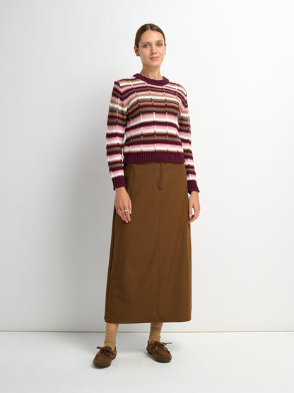 Pleat Back Skirt - Brown
