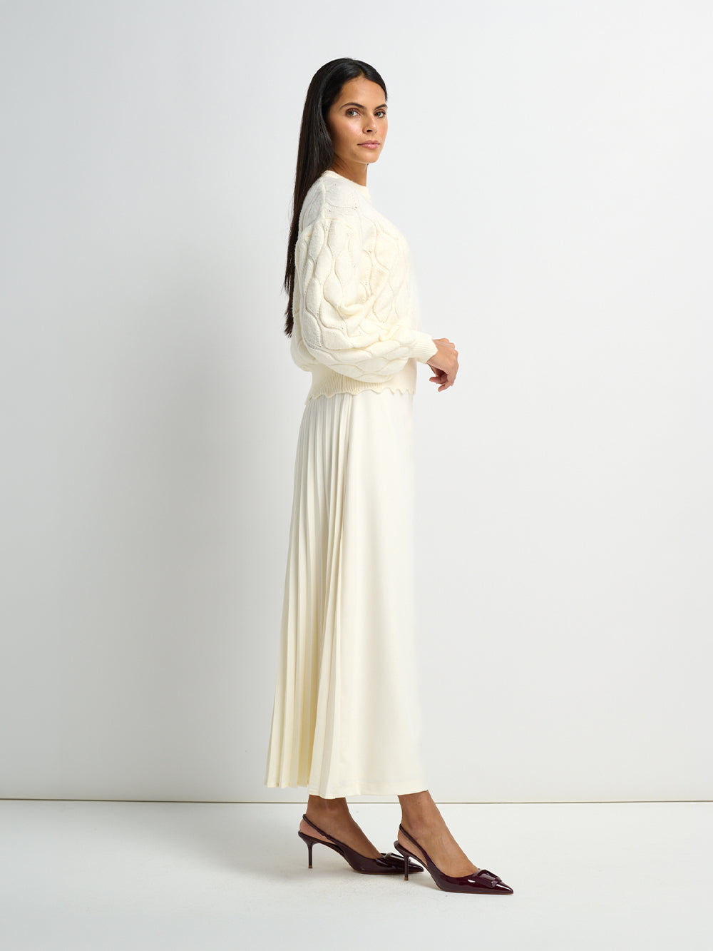 Pleat Back Skirt - Winter White