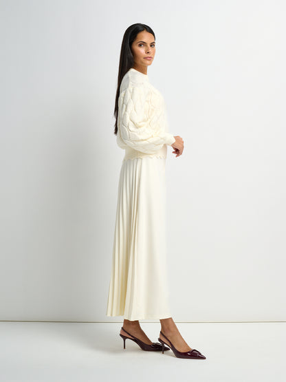 Pleat Back Skirt - Winter White
