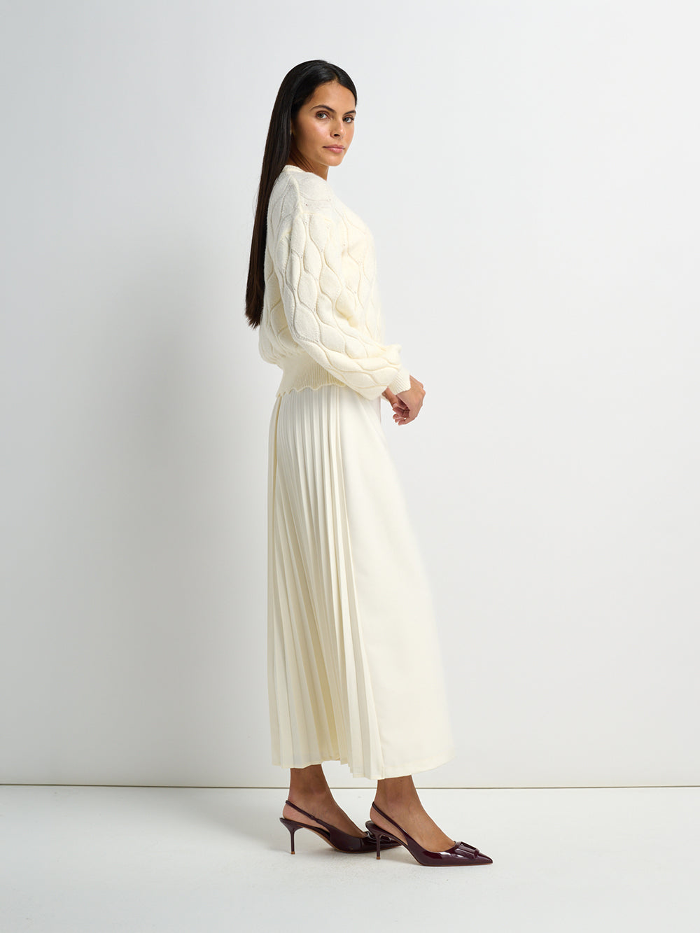 Pleat Back Skirt - Winter White
