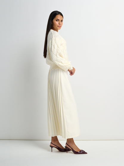 Pleat Back Skirt - Winter White