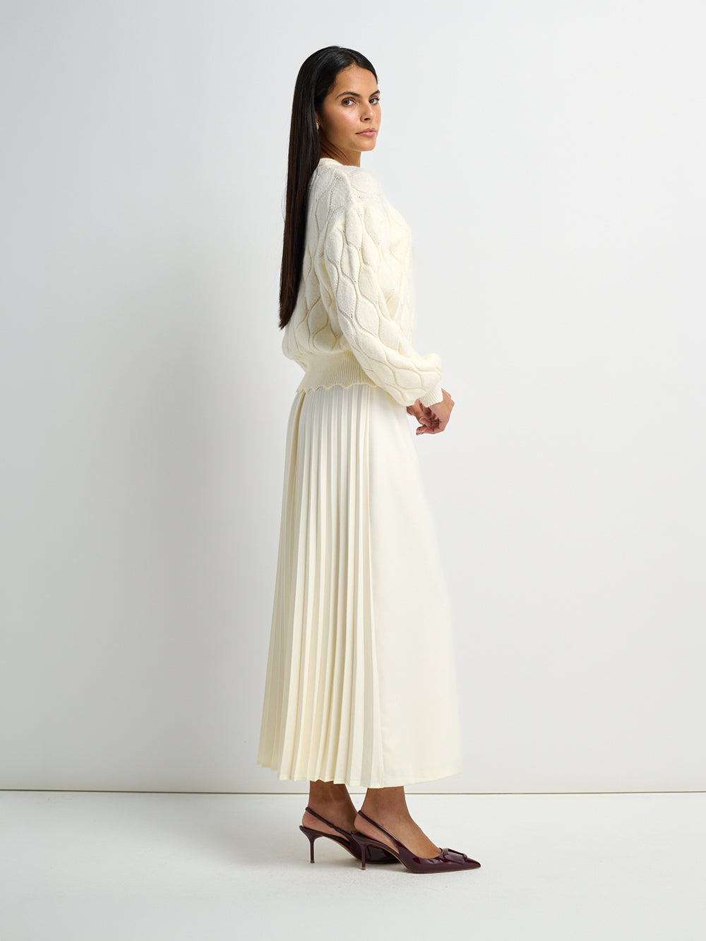 Pleat Back Skirt - Winter White