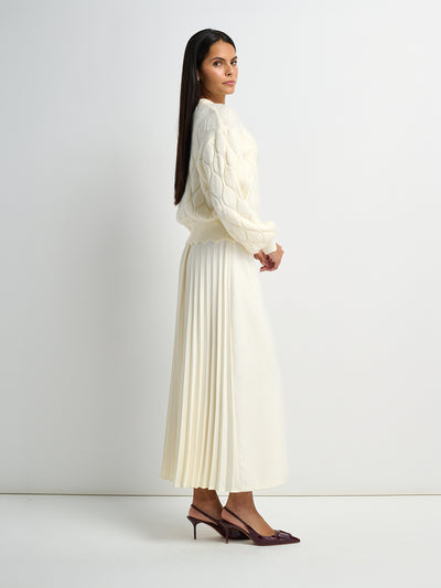 Pleat Back Skirt - Winter White