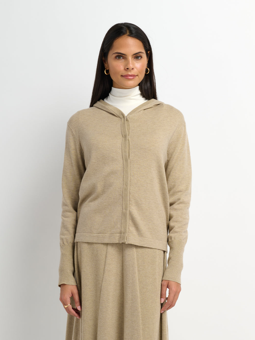 Soft Knit Hoodie Cardigan - Oatmeal