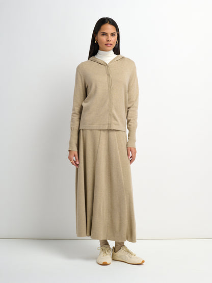 Soft Knit Mixed Ribbed Skirt - Oatmeal
