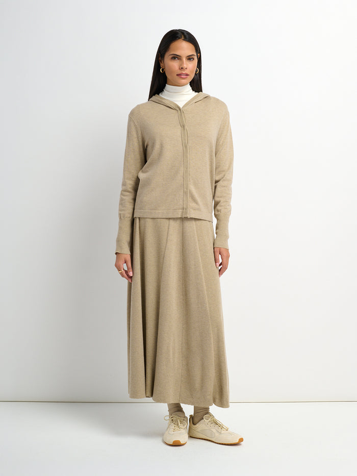 Soft Knit Mixed Ribbed Skirt - Oatmeal