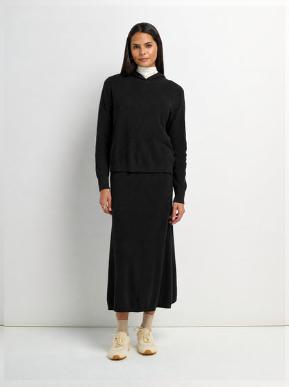 Knit A-Line Skirt - Black