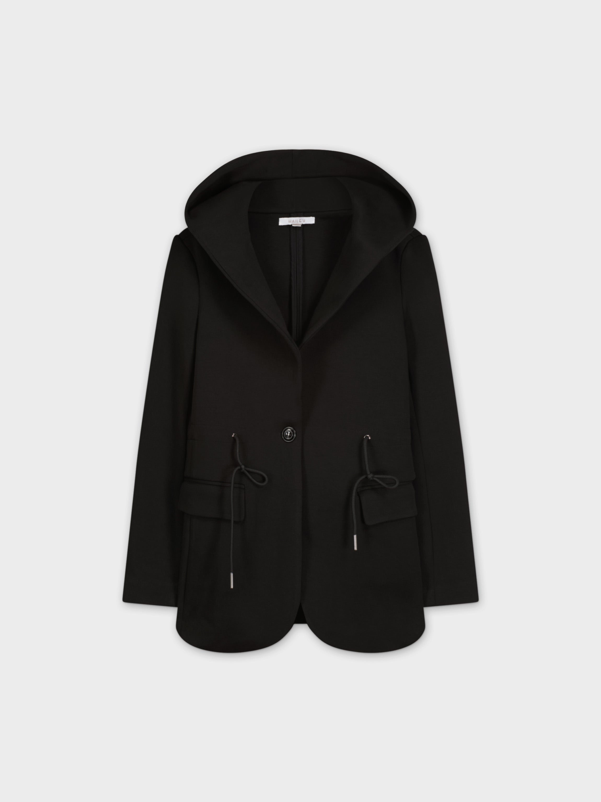 HOODED BLAZER-BLACK