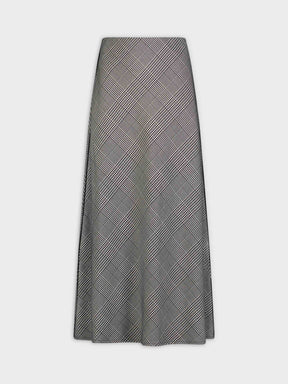 Leather Trim Skirt-B/W Plaid