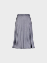 Pleated Suede Skirt 25"-Denim Blue