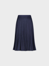 Pleated Suede Skirt 25"-Navy