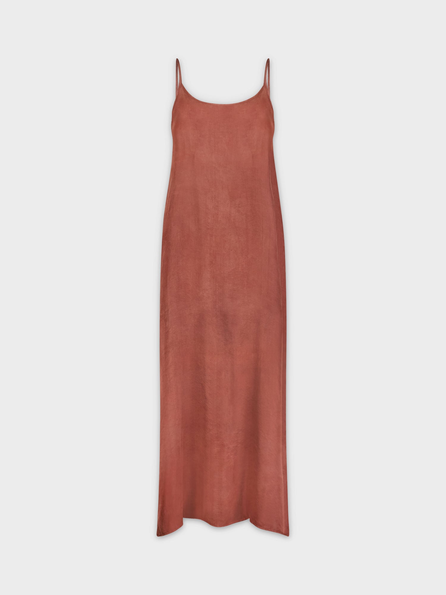 SOLID CREW NECK SLIP DRESS-BURGUNDY