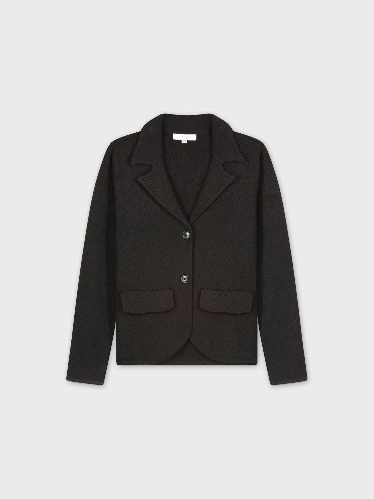 HERRINGBONE KNIT BLAZER-BLACK