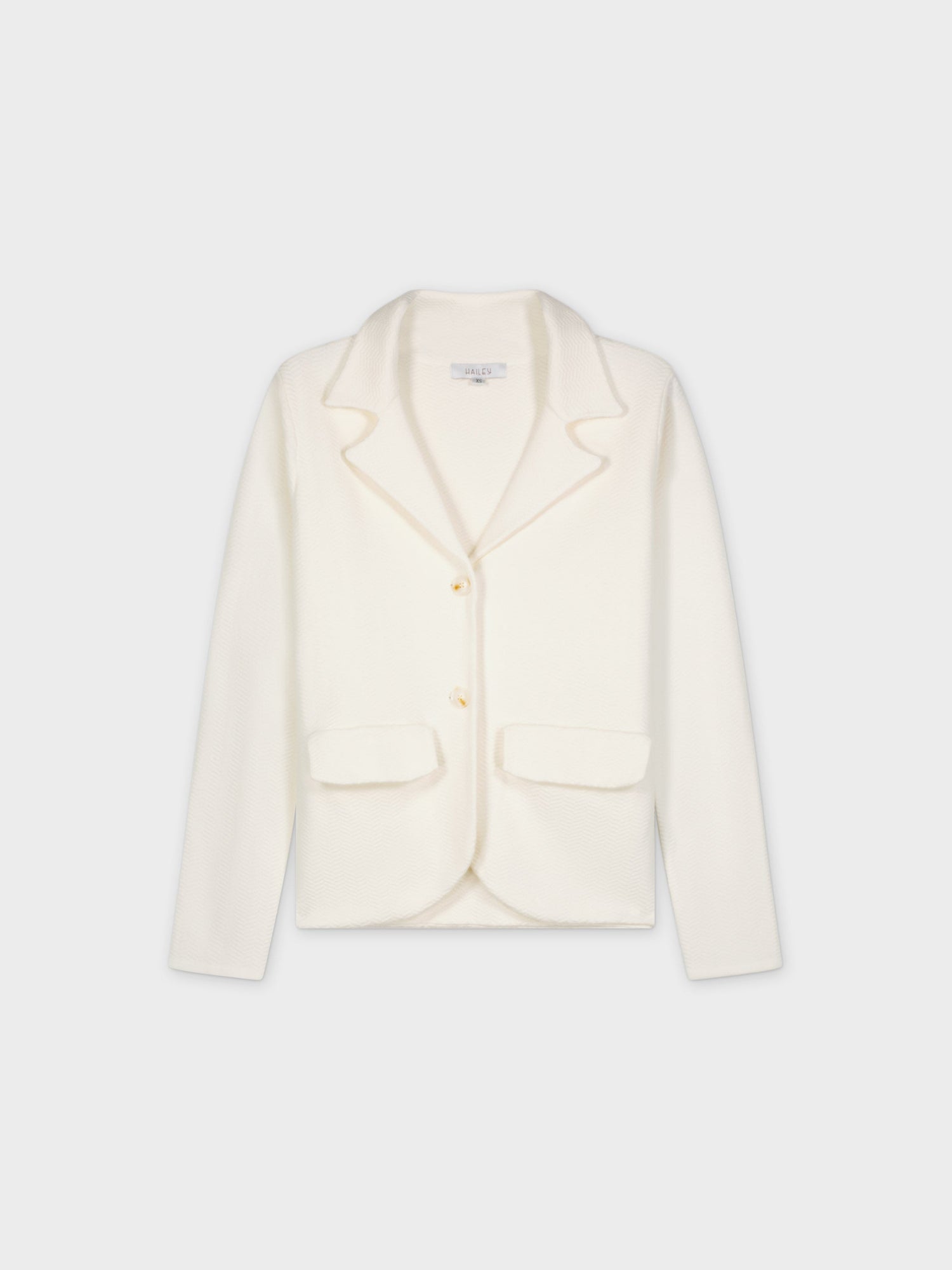 HERRINGBONE KNIT BLAZER-CREAM