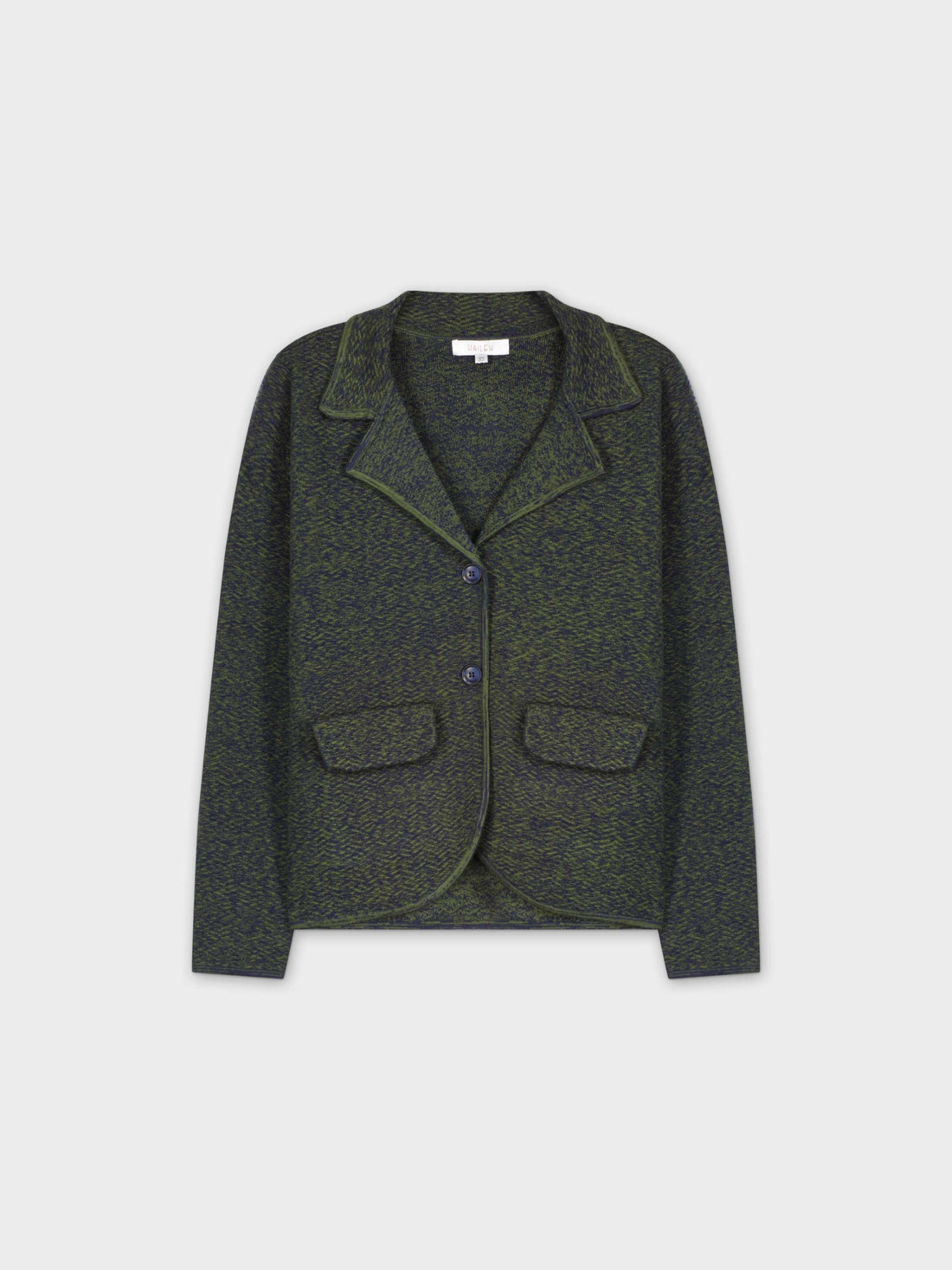 HERRINGBONE KNIT BLAZER-GREEN/NAVY