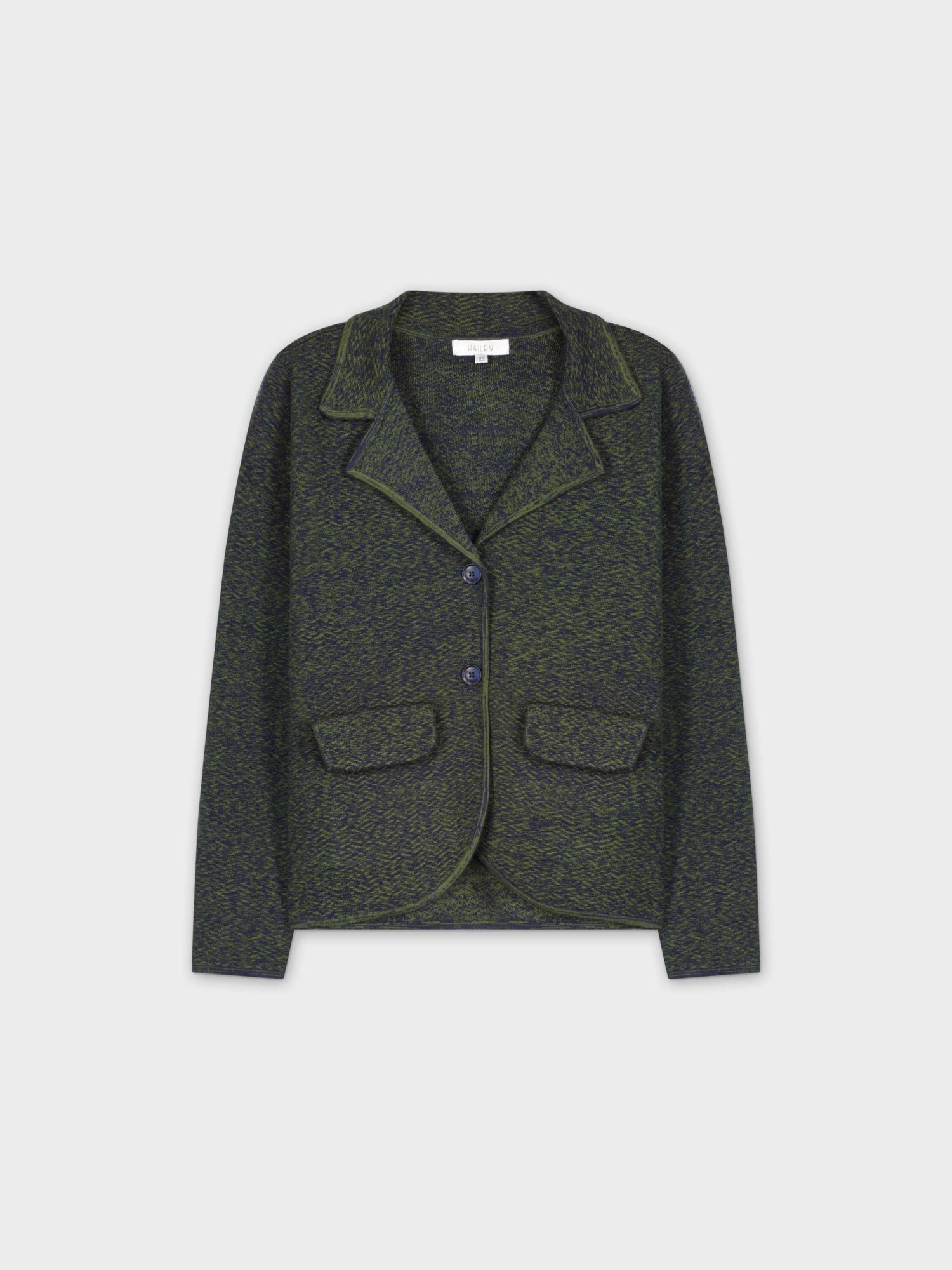 HERRINGBONE KNIT BLAZER-GREEN/NAVY