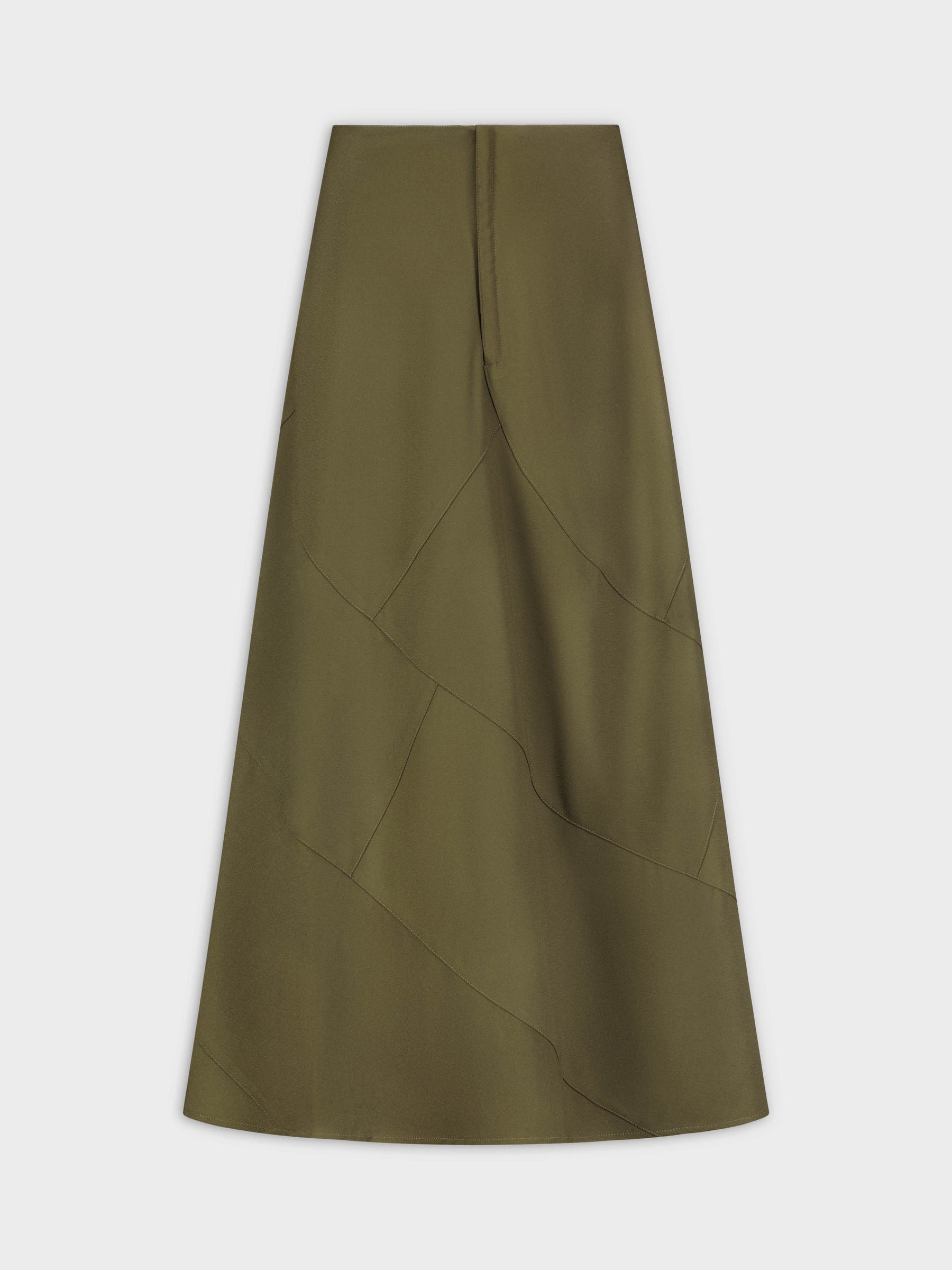 Seamed A-Line Skirt-Olive