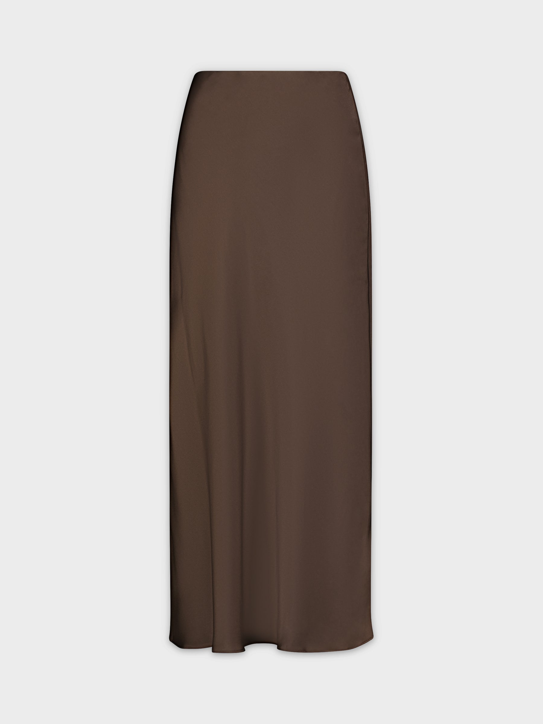 Solid Satin Slip Skirt-Chocolate Brown