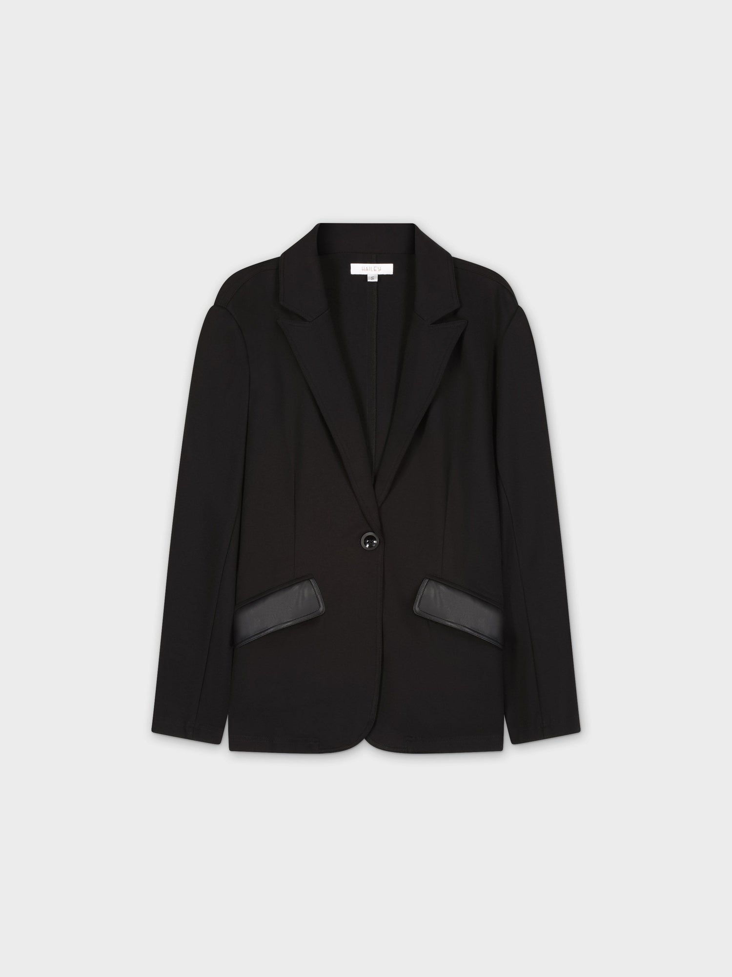 Leather Pocket Blazer-Black