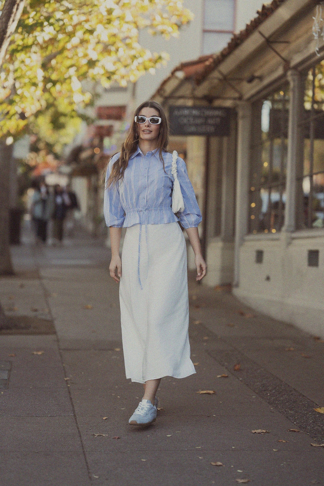 Crinkle Cotton Skirt 37&quot;-White