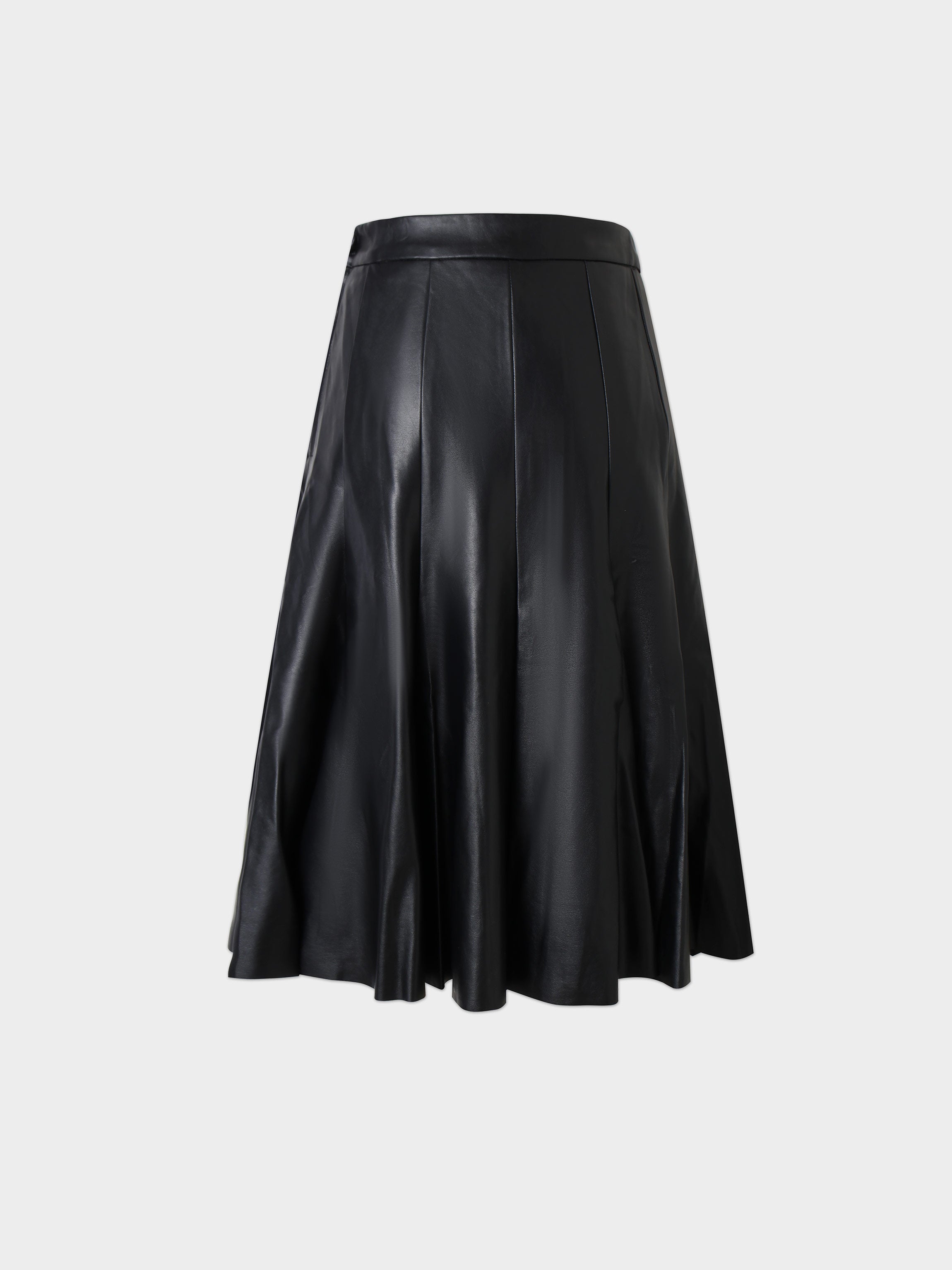 Flare Leather Skirt 23.5&quot;-Black