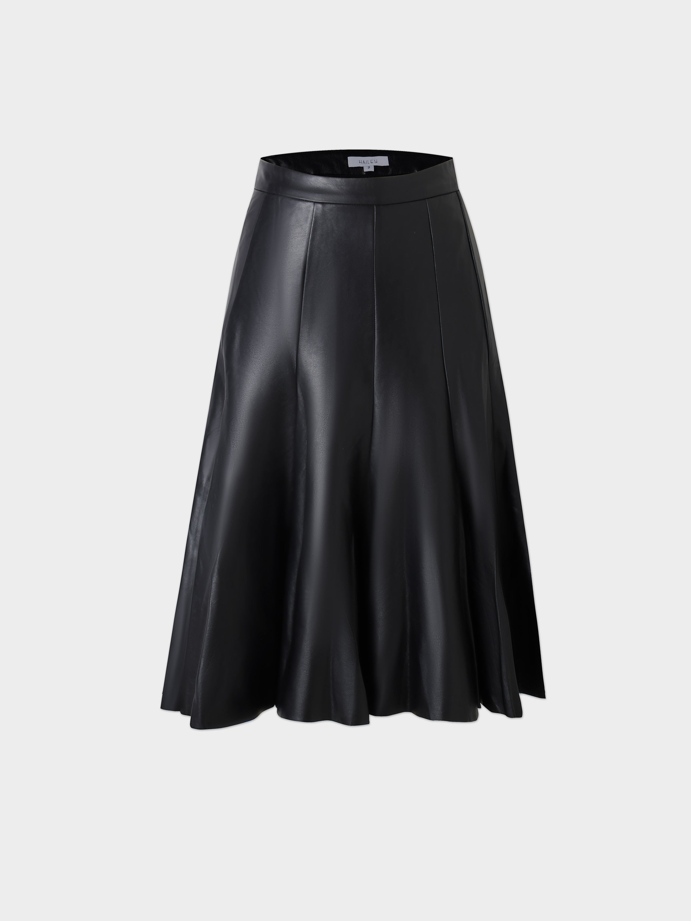 Flare Leather Skirt 23.5&quot;-Black