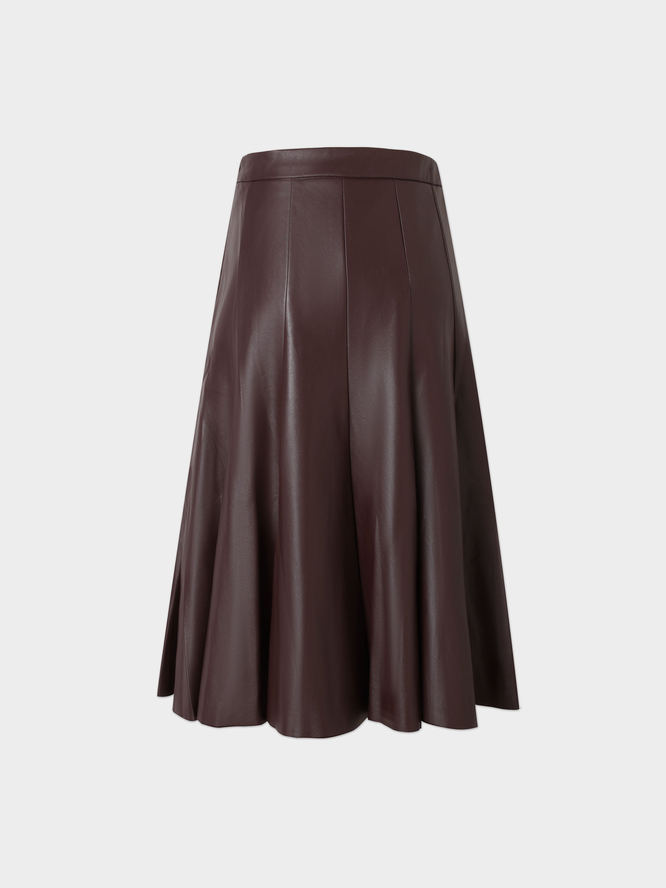 Flare Leather Skirt 25.5&quot;-Brown