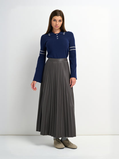Bell Sleeve Polo-Navy/White