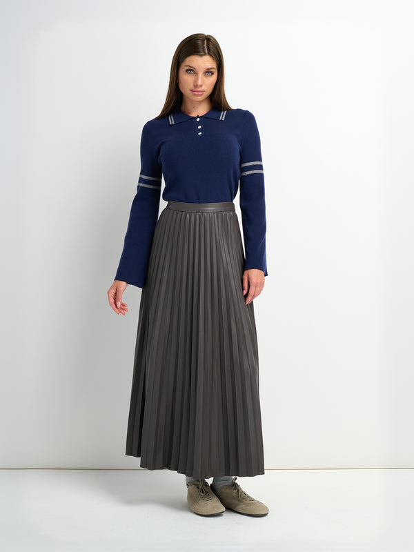 Bell Sleeve Polo-Navy/White