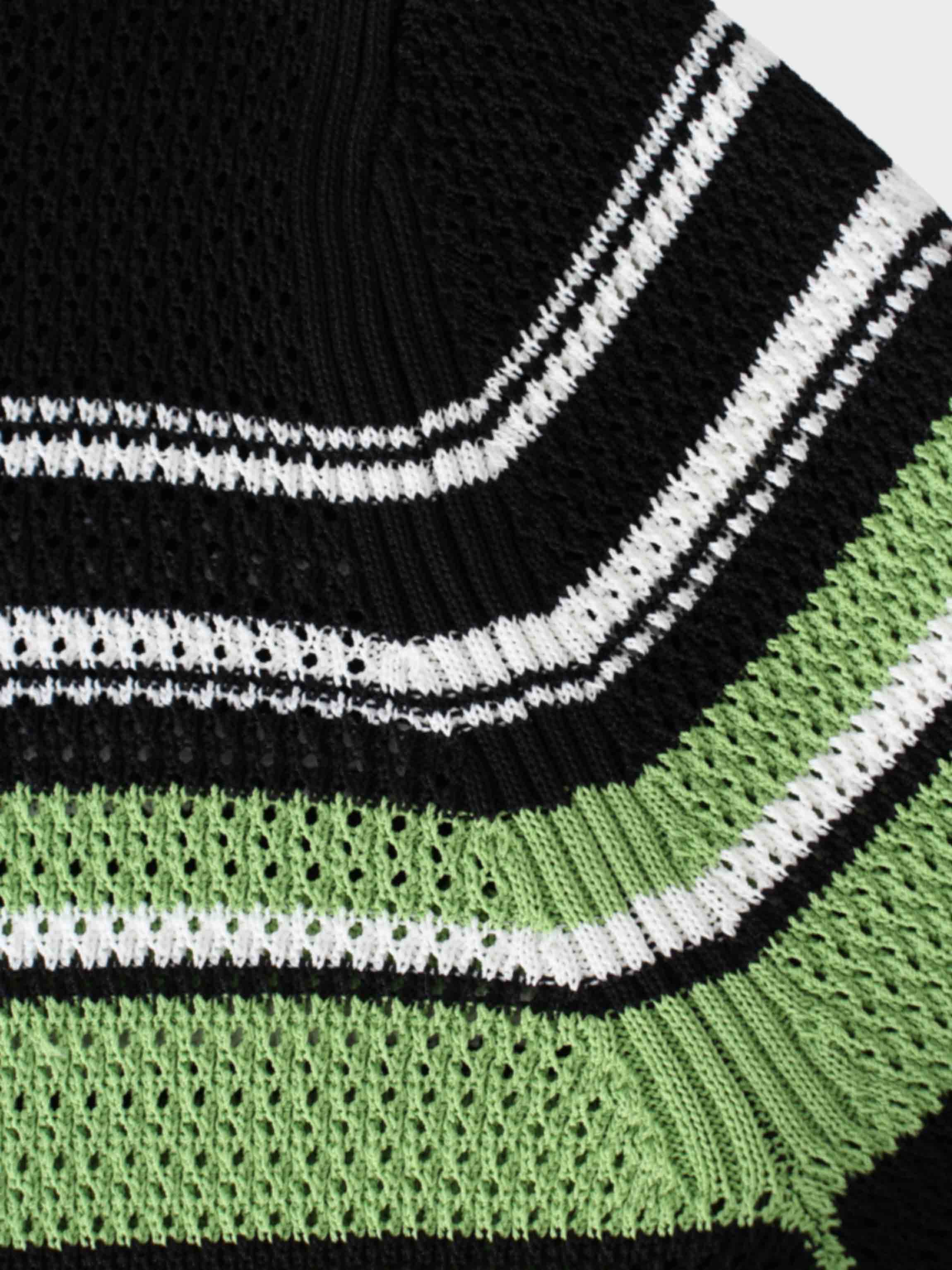 Crochet Nautical Sweater-Green/Black Stripe