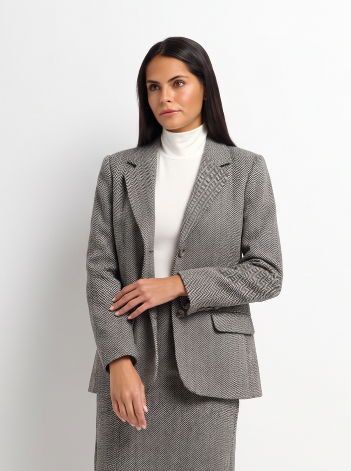 Herringbone Blazer - Black/White