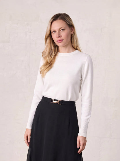 High Cuff Crew Sweater-Ivory