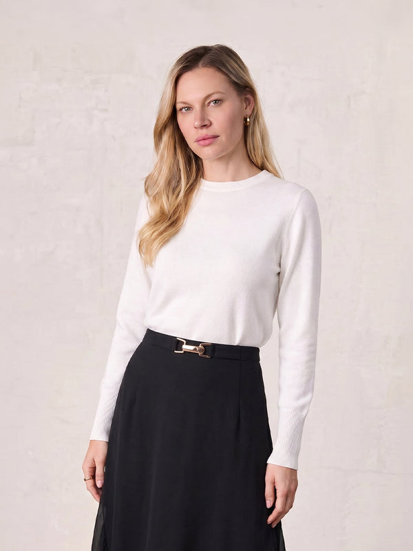 High Cuff Crew Sweater-Ivory