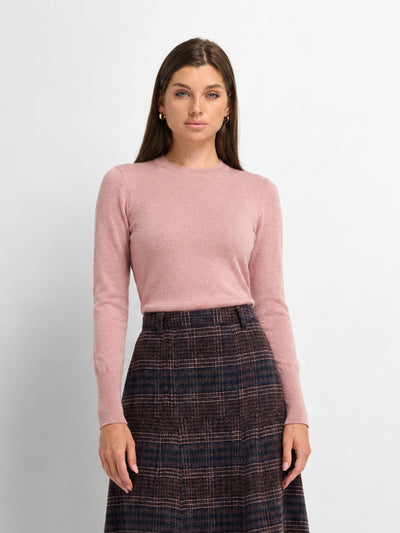 High Cuff Crew Sweater-Mauve