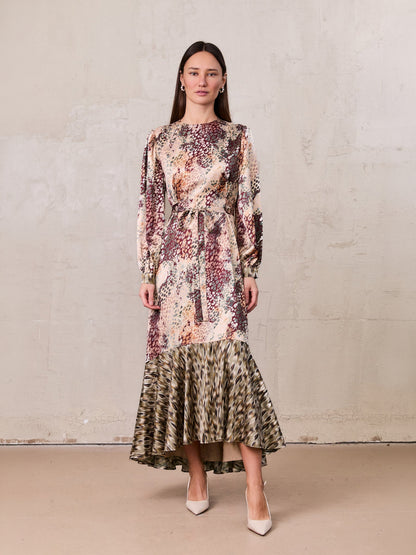 High Low Belted Dress-Animal Print