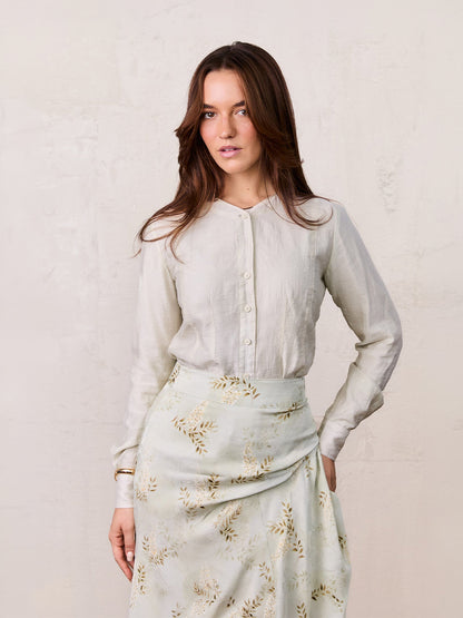 High V Neck Blouse-Mint